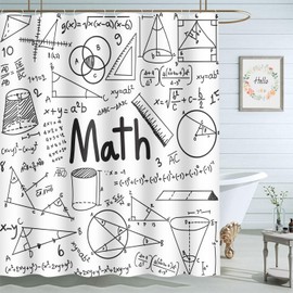 Moslion Math Shower Curtains Mathematical Theory and Mathematical Formula Education Bathroom Curtain Waterproof with Hooks 72x72 Inch for Men Women Boys Girls