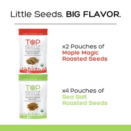Top Seedz Certified Organic Gluten Free Vegan Maple Magic and Sea Salt Combo Roasted Seeds | 6-Pack | 6 Ounces | Shelled Sunflower Seeds and Pumpkin Seeds
