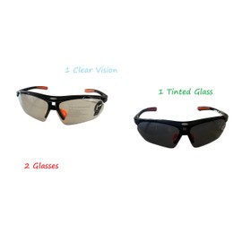 2 Pair Safety Glasses – Clear and Tinted Protective Eyewear for DIY Projects, Construction, Woodworking, Cycling, UV Eye Protection, Anti-Scratch, Anti-Fog, Lightweight Work Glasses