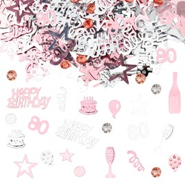 GoldRock Confetti 80th Birthday Women Decoration Rose Gold, Confetti 80th Birthday, Confetti 80th Birthday Decoration, Decoration 80th Birthday Woman Men, Table Decoration 80th Birthday Woman, 80th