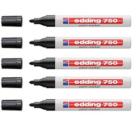 Edding 750 Black Paint Marker 2-4 mm Round Pack of 5