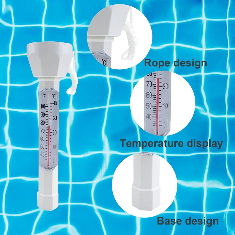 Water Temperature Thermometer Swimming Pool Thermometer with String Shatter Resistant