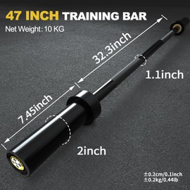 POWER GUIDANCE Chrome Olympic Barbell Bar, Weight Bar for lifting, Hip Thrusts, Universal Strength Training Bars ​22lb 4ft/47 inch (BB-4FT-BLACK)