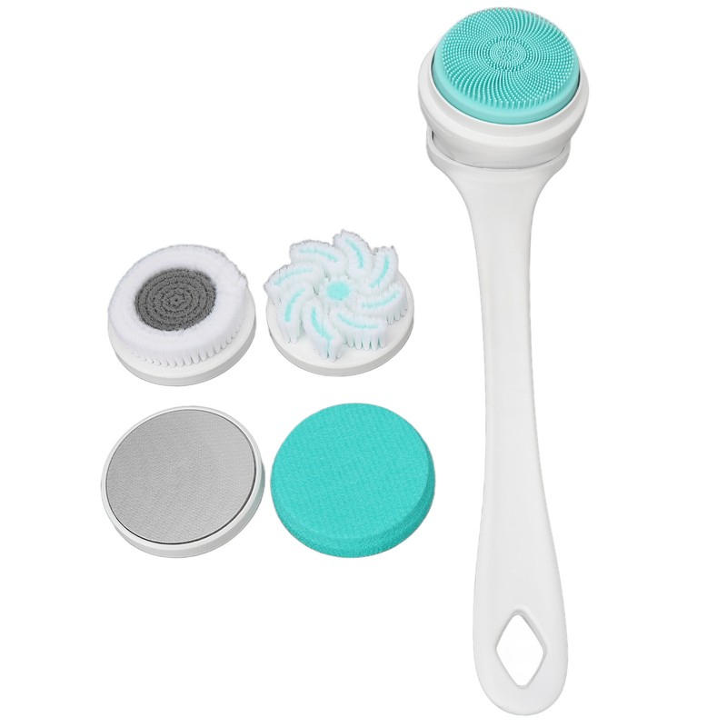Electric Body Brush Set Rechargeable Long Handle Scrubber Shower Brush