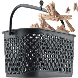 KADAX Classic Clothes Peg Basket, Peg Basket for Clothesline, Peg Basket for Hanging, Peg Bag for Clothespins, Baskets with Hooks (Grey)