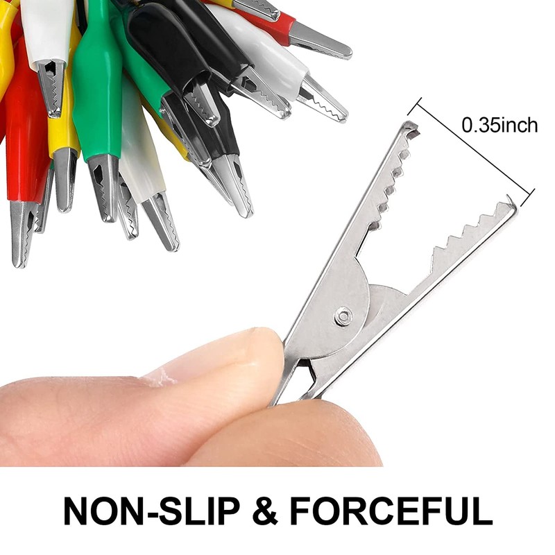20 PCS Alligator Clips Electrical, 5-Color 21.5inch Test Leads with