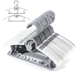 PIGLOG Kids Hangers, Extendable Baby Hangers, 20PCS Baby Clothes Hangers, Durable Kid Hangers, Small Hangers for Kids Baby Toddler Children, Non-Slip & Stackable Design Toddler Hangers 11-14Inch Gray