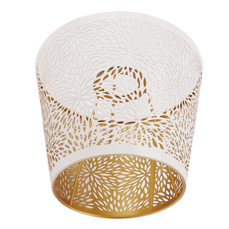 Lamp Shade E27 E26 White Carved Flower Pattern Iron Modern