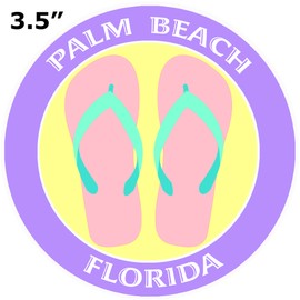 Athena Brands Flip Flops Palm Beach Florida - Car Truck Window Bumper Graphics Sticker Decal - Panama Purple