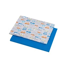 1buy3 Duo Set Jersey Fabric Patterned for Sewing | 92% Cotton, 8% Elastane | Children's Fabric | Cotton Jersey | Pattern: Cars + Blue | 2 x 100 cm x 160 cm | Basic Price per m² = 7.81