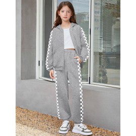 Doumlop Clothes for Teen Girls Clothes Size 14 Girls Outfits Athletic Tracksuit Hooded Sweatshirt and Jogger Sweatpants 2 Piece Fall Teen Girl Clothes 13-14t Black