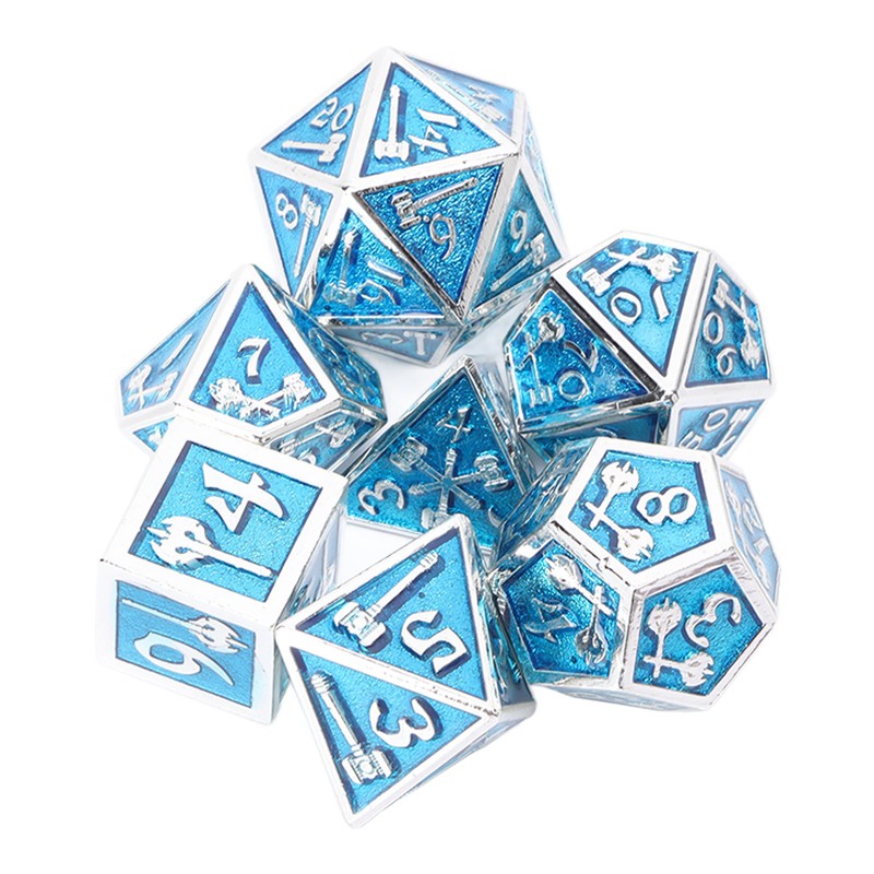 7pcs Polyhedral Dice Set Clear Number Metal Glossy Odorless Table