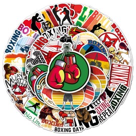 50 Packs Boxing Stickers Water Bottles Laptop Phone Motorcycle Computer Guitar Skateboard Hydroflasks Boxing Vinyl Sticker Waterproof Aesthetic Trendy Decals for Teens Girls Adults