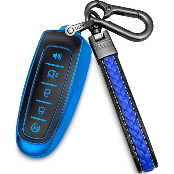 Yonmcfn for ford key fob cover with metal/leather keychain,TPU 5
