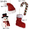 Christmas Ornaments - Snowman Santa Hat Candy Cane Stocking -