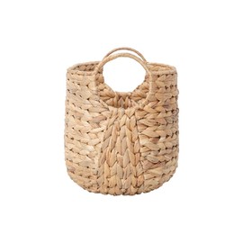 DGANXUN Water Hyacinth Wicker Basket, Woven Storage Basket with Built-in Handles, Wicker Blanket Basket for Organizing, Shelves, Bedroom, Living room, 1 Pack