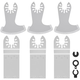 6Pcs Diamond Oscillating Tool Blade Set Multifunctional Diamond Multitool Blades Kit Professional Mortar Cutting Saw Blades Grout Removal Saw Blade for Remove Tile Grout Grit(6PCS)