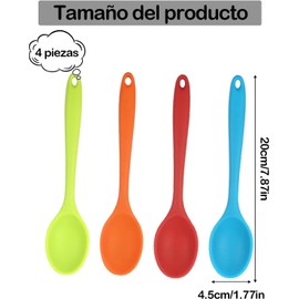 4 Cucharas De Silicona Para Cocinar, Utensilios De Cocina De Alta Resistencia Al Calor, Diseño Ergonomico Con Mangos Antideslizantes, Ideales Para Cocina Diaria Y Preparacion De Alimentos