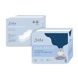 FJAKA USA [fee-ah-ka] Feminine Care Organic Cotton Cover Pads - Ultra Thin Sanitary Napkin Pads Heavy Absorbency, Unscented with Pad Wings for Women