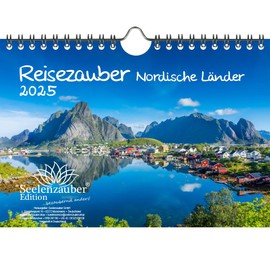 Travel Magic Nordic Countries DIN A5 Wall Calendar for 2025 Holiday Polar – Contents: 1 x Calendar, 1 x Christmas Pendant, 1 x Greeting Tag (3 Pieces)