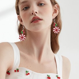 Christmas Earrings for Women Holiday Earrings Jingle Bell Bow Tree Snowflake Stars Earrings Drop Dangle Earring Party Jewelry Festival Decoration (Rainbow)