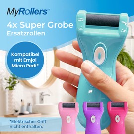 My Rollers™ Mineral Ersatzrollen (grau) für Emjoi Micro Pedi im 4er-Pack | Sehr Grob