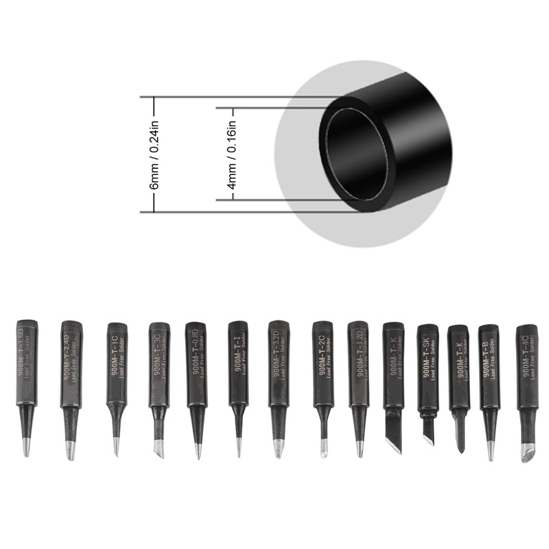 14Pcs Soldering Iron Tips External Heating Copper Welding Head Solder