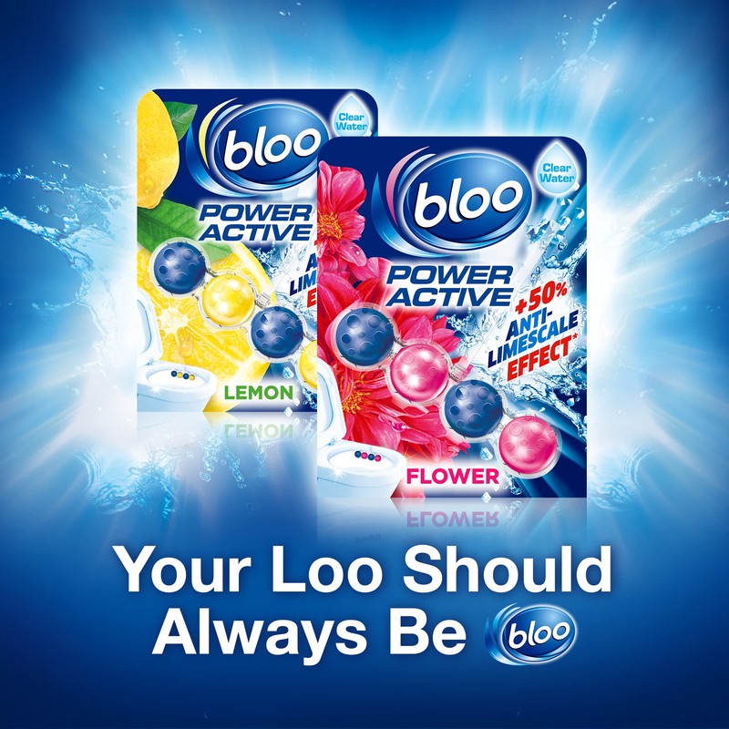Bloo Power Active Flowers Toilet Rim Block Extra Freshness, 50g