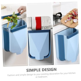 Levemolo Creative Wall Mounted Folding Trash Can Versatile Trash Container with Pressure Ring Design for Kitchen Bathroom Rv and More Stylish Garbage Holder Blue