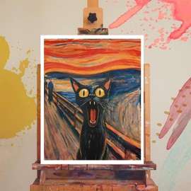 XTXGERL Abstract Paint by Numbers Kit 16x20in The Scream Cat Paint by Numbers Acrylic Easy Painting by Numbers for Adults Without Frame Animal DIY Oil Paint by Number for Adult Beginners