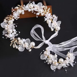 Mythya Bandas para el Cabello y Wrist Garland Accessories, Diadema de Aleación Floral, Accesorios para el Cabello, Diadema de Cristal de Princesa, Graduación, Fotografía para Niñas y Mujeres