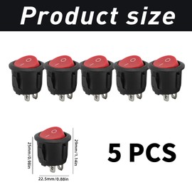 Pack of 5 Toggle Switch 12 V On/Off Lockable with Self-Locking Mini 2 Pin Rocker Switch for Installation Motorhome Switch Button Model Making Car Boat Household Appliances Lamp Switch Lockable (Red)