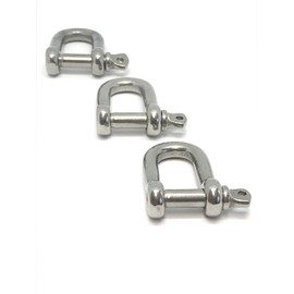 Tecklenborg Kegel GmbH Stainless Steel Shackles 5 mm Straight Rustproof Polished V4A AISI 316 Screw Bolts Wire Rope Connectors Chains & Ropes Outdoor Pack of 10