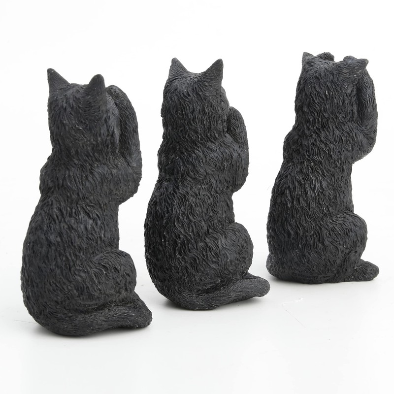 Veronese Design 4 Inch Black Kittens Hear Speak See No