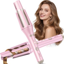 Automatic Rotating Curling Iron 1 1/2 inch, Pro Long Barrel Auto Curling Wand for Long Hair, Anti-Scald & Tangle, Ionic Ceramic Travel Dual Voltage Hair Curlers for Shiny & Effortless Curls