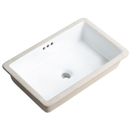 22 Inch Undermount Bathroom Sink Rectangle Undermount Sink White Ceramic Under Counter Bathroom Sinks with Overflow (21.8"x14.0")