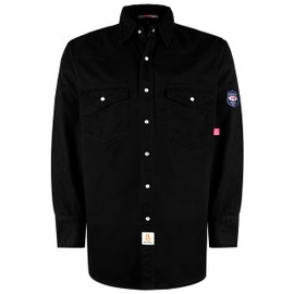 BOCOMAL FR Flame Resistant Shirts Fire Retardant Welding Shirts Snaps Fastener NFPA2112 7.5oz Black Men's Welder Shirt