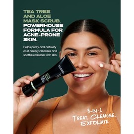 Buttah Skin by Dorion Renaud Tea Tree & Aloe Exfoliating Scrub 3oz – Limpiador multitarea – Tratamiento de aceite de árbol de té y arcilla de caolín –
