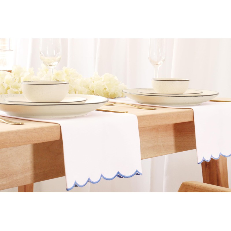 PurpleEssences Scalloped Embroidery Cloth Napkins Christmas Holiday Winter Table Decor