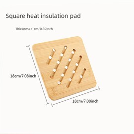 REVGOZU Natural Bamboo Ceramic Pot Tray heat bowls insulation pad, Durable Anti-Hot insulation pad for Hot Dishes, Bowl, Teapot, Hot Pot Holders Tray Soup Bowl Tray table mat(Square, 7.08x7.08*0.39)