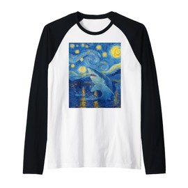 Cool Shark Stuff Van Gogh Starry Night for Men Women Kids Raglan Baseball Tee