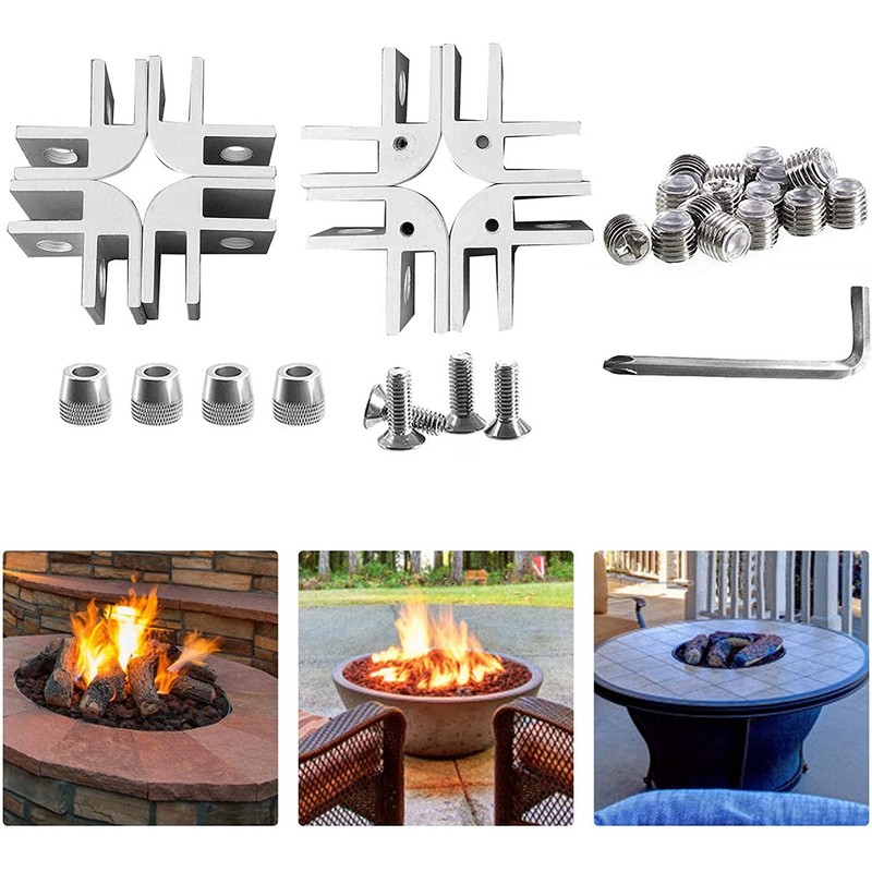 Fire Pit Glass Clamp,8Pcs DIY Flame Guard Corner Hardware, Tempered