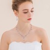 Crysdue Wedding Necklace Dangle Earrings Set for Bride, Cubic Zirconia