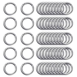50Pcs Metal Spring O Rings, BetterJonny 25 mm/1 Inch Spring Keyrings Buckle Snap Clip Trigger for Keychain Bags Purse Craft DIY Accessories