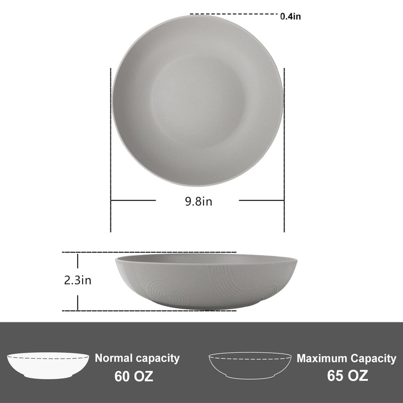 PYRMONT 65oz Wheat Straw Bowls-10 inches Large Salad Bowls Set