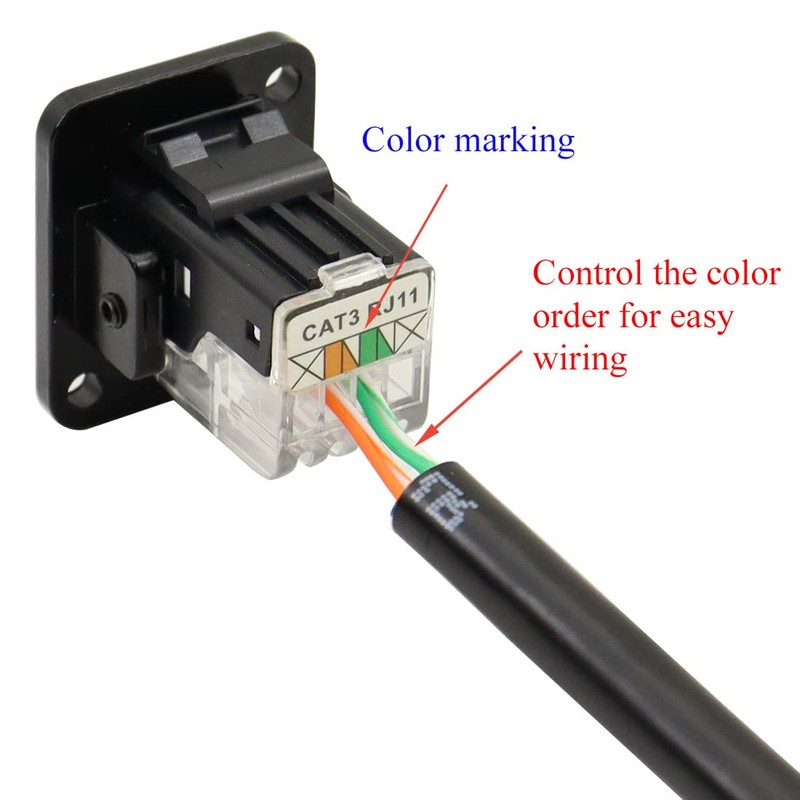 QIANRENON RJ11 Panel Mount Cat3 Telephone in-line Dual Ended Coupler