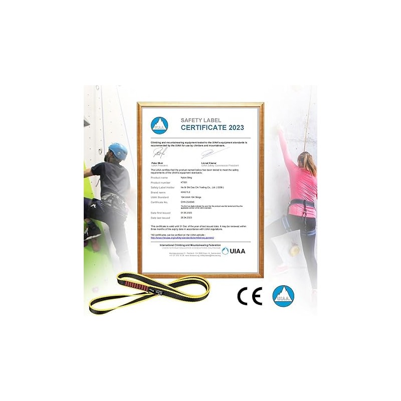 KINGTLE 20MM Nylon Climbing Sling Runner 22kN CE1019/EN566 UIAA Certified,Rock