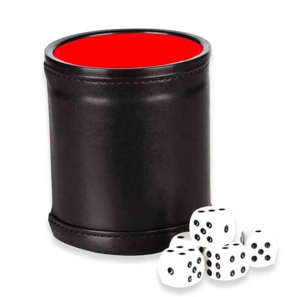 Yahtzee Dice Cup Set with 5 Dices Leatherette Professional Dice Cup for Playing Games, Yahtzee, Casino, Farkle, Party Favors, Cup and Dice Game, Yahtzee Set