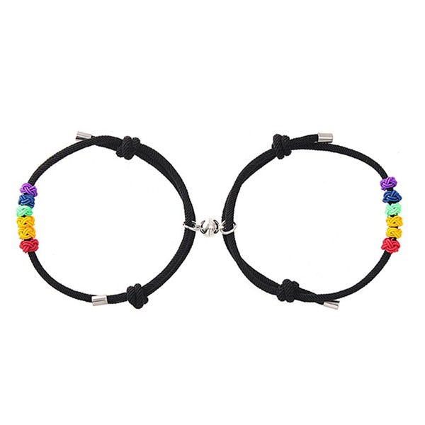 AFCJLTO 2pcs Magnetic Couple Bracelets with Adjustable Cord and Personal