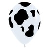 Sempertex Cow Print Animal Latex Balloons, 30 cm, Black/White (Pack